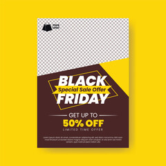 editable Black Friday product sale offer editable print flyer or poster template for fashion sale or black Friday event leaflet brochure cover design