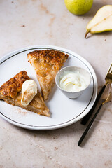 Slices of rustic pear galette