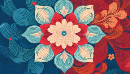 꽃잎이 겹겹이 쌓인 디테일한 패턴 디자인