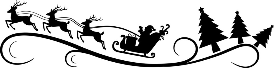 santa claus sleigh silhouette vector. christmas illustration design element