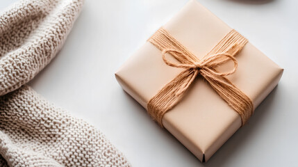 gift box with ribbon on a wooden background