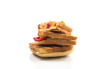 grilled fried bread toasts with filling inside