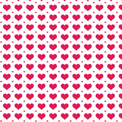 Pink and red hearts on white background pattern design for Valentine's Day