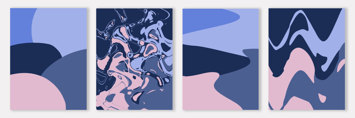 Pink blue card set. Abstract design bundle. Vector illustration for banner, poster.