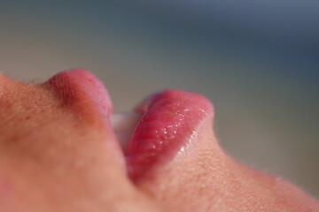 macro of a girl lips
