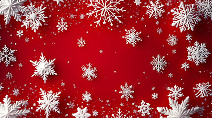 Festive Snowflakes on Red Background