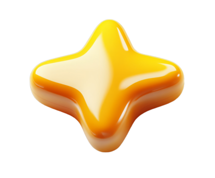 3D Render of a Glossy Yellow Star Shape - Abstract Geometric Design