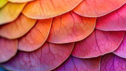 Obraz premium Vibrant Scales of Colorful Texture Reflecting Nature's Beauty in Shades of Orange, Pink, and Yellow, Evoking Serenity and Artistic Inspiration for Creative Projects