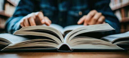 Open Book on Wooden Table