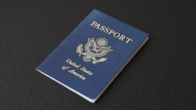 United states of america passport on a dark concrete background. Conceptual background on the theme of tourism and travel