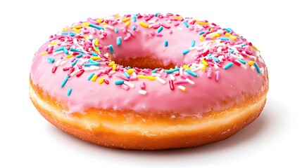 Food, Sweet Dish, Classic Glazed Donut, on White Background, Photo Realistic, Wallpaper, Cover and Screen for Smartphone, PC, Laptop, 9:16 and 16:9 Format