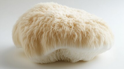 Lion’s Mane Mushroom in Detailed Close-Up on White Background
