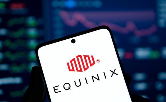 Dhaka, Bangladesh- 15 Oct 2024: Equinix logo is displayed on smartphone. Equi nix Inc is an American multinational company.