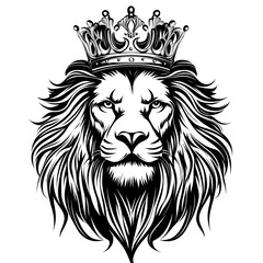 Obraz premium Cartoon Style Lion With Crown No Background Logo Icon Illustration Perfect for Print on Demand