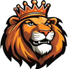 Obraz premium Cartoon Style Lion With Crown No Background Logo Icon Illustration Perfect for Print on Demand