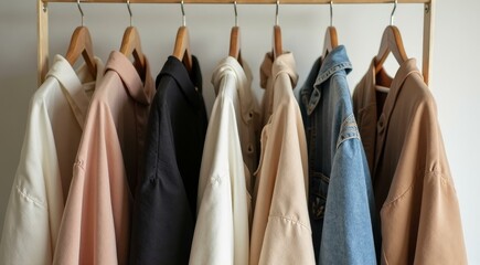 Stylish Jackets Collection on a Wooden Hanger for Fashion Enthusiasts
