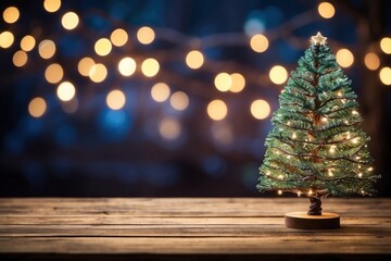 Close-up of Christmas tree with red balls and bokeh in the background. Background with copy space for holiday design.