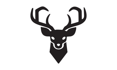 Horned elk deer head silhouette vector Illustration