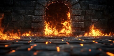 
A stone floor with burning embers on it  