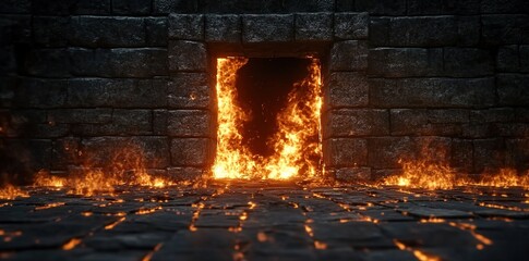 
A stone floor with burning embers on it  