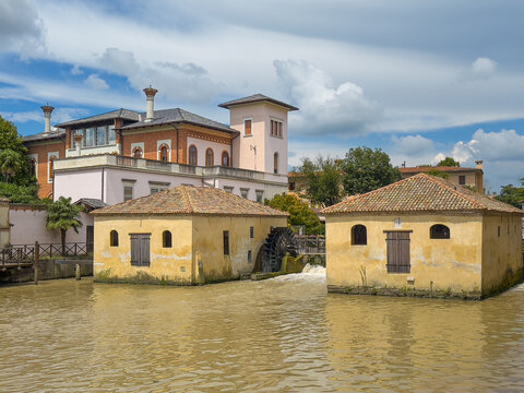 Historic watermill on Fiume Lemene, Portogruaor, Venice, Italy