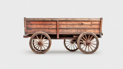Vintage Wooden Wagon on Simple Background