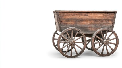Fototapeta premium Old Wooden Cart with Detailed Wheels and Rustic Finish
