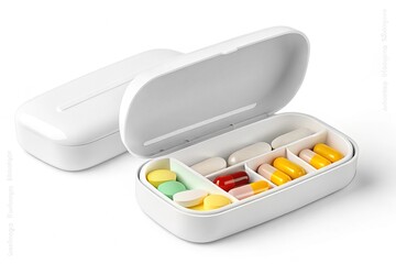 Modern White Pill Organizer Medicine Storage Case with Compartments