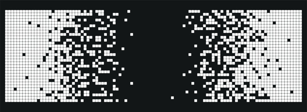 Pixel mosaic disintegration background. Dispersed dotted pattern, decay effect pixel.