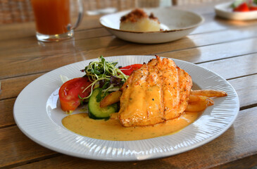 Grilled Chicken breast served  in restaurant