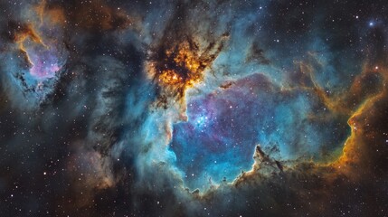 Obraz premium Galactic Majesty: Immerse Yourself in the Universe Filled with Stars, Constellations, and Colorful Nebulae, Revealing the Spectacular Beauty of Gas and Dust Clouds in Space