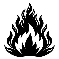 Fire flame icon isolated on white, silhouette fire flames, flame vector icon, illustration of fire flame