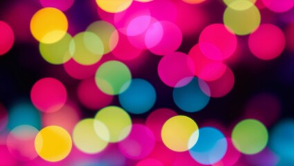 Colorful 90s retro neon colors bokeh lights background