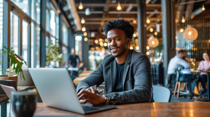Young business person in a vibrant coworking space