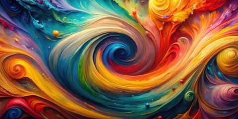 Vibrant Abstract Oil Painting with Colorful Swirling Brushstrokes for Creative Projects