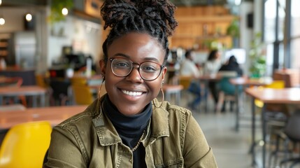 Young business person in a vibrant coworking space