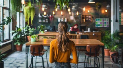 Young business person in a vibrant coworking space