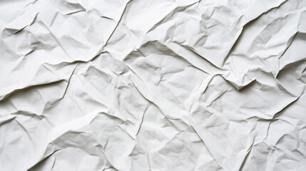 Obraz premium Close-up of white crumpled paper texture with random creases and folds creating an abstract pattern