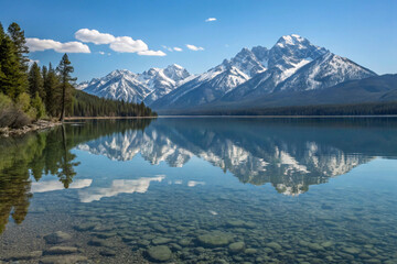 Idyllic Lake with Reflected Mountains