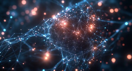 Abstract Neural Network Background with Glowing Connections, AI generated illustration