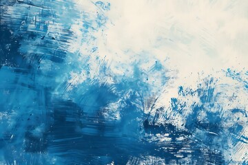 Blue abstract background with brush strokes. Watercolor painted texture.