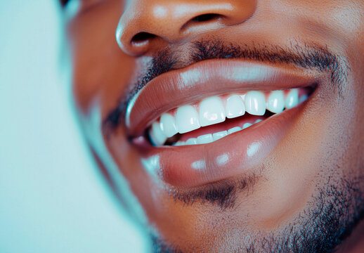 perfect smile of a man, african american, healthy teeth