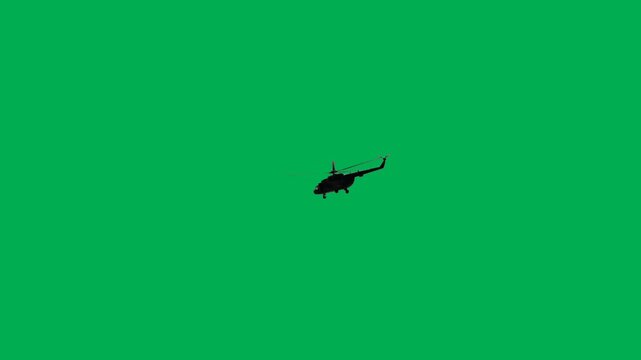 helicopter flying animation on green background