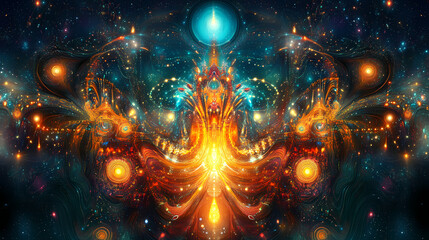 Surreal artwork featuring a divine temple of enlightenment, perfect for visionary and spiritual themes, radiating with mystical energy. Divine. Illustration