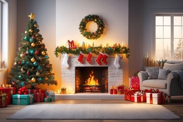 Holiday celebration, Christmas tree with bright lights, festive ornaments, December