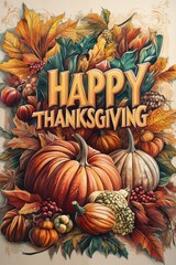 Greeting card design for thanksgiving holiday.