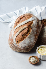 Loaves of sourdough bread