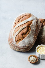 Loaves of sourdough bread