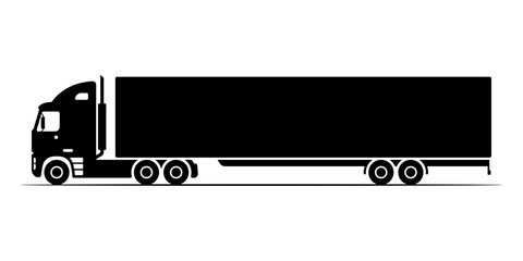 Truck tractor with semitrailer icon. Black silhouette. Side view. Vector simple flat graphic illustration. Isolated object on white background. Isolate. © far700