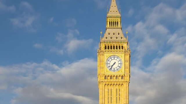 Time lapse of the clouds moving behind Big Ben in London England
